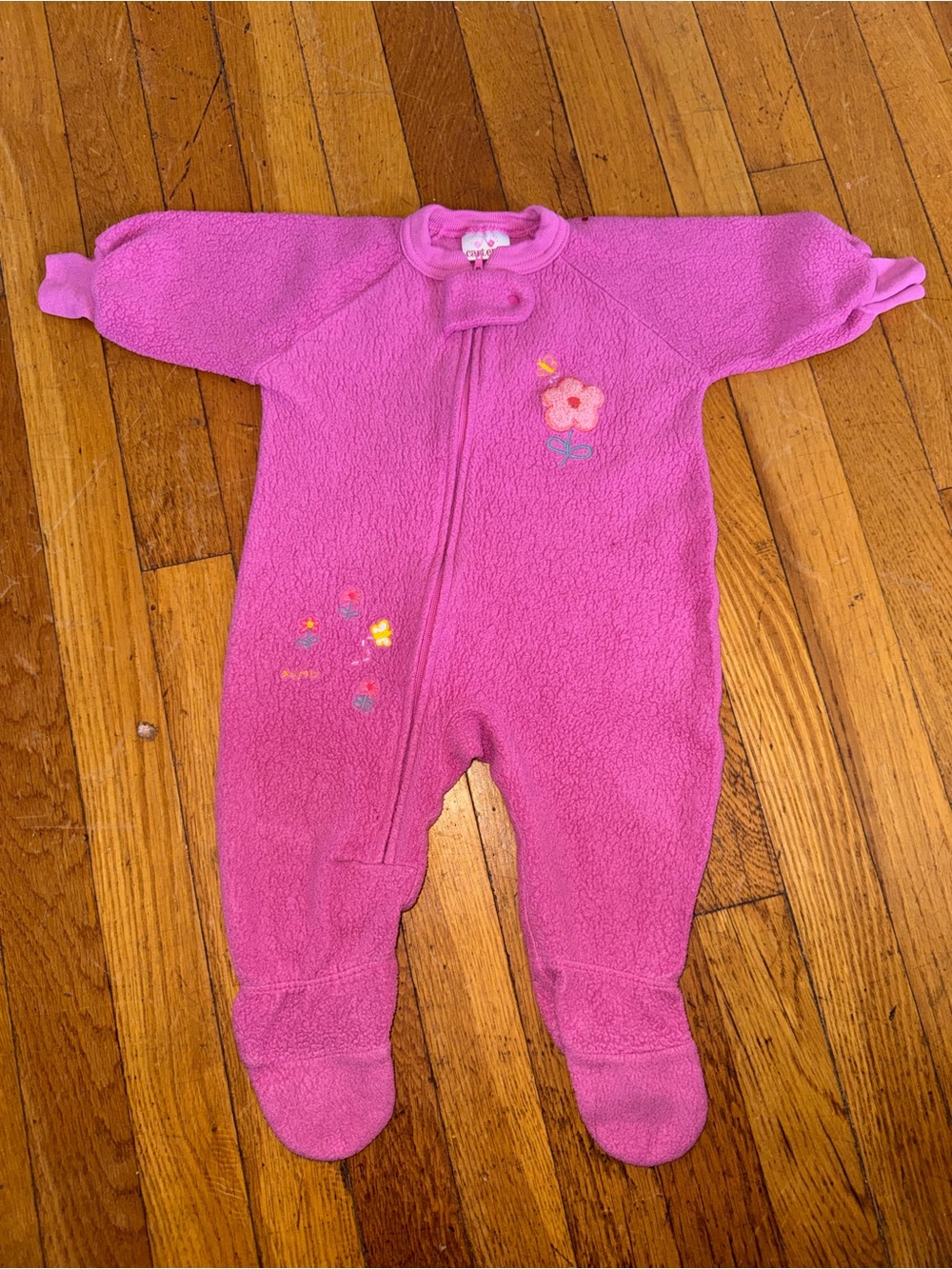 Vintage Carter’s Baby Girl Pink Embroidered Footie Pajamas Size 12 Months
